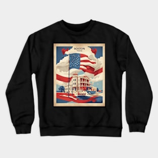 Boston Texas States of America Tourism Vintage Poster Crewneck Sweatshirt